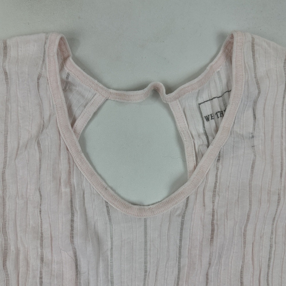 FREE PEOPLE We The Free Astoria Light Pink Ribbed Side Slit Tee Sz S 3/4 Sleeve - Picture 4 of 5